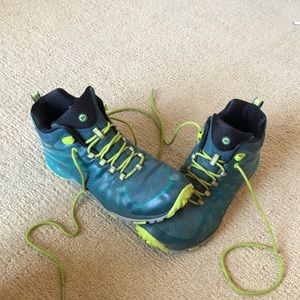 Blue/ green Merrell hiking boots